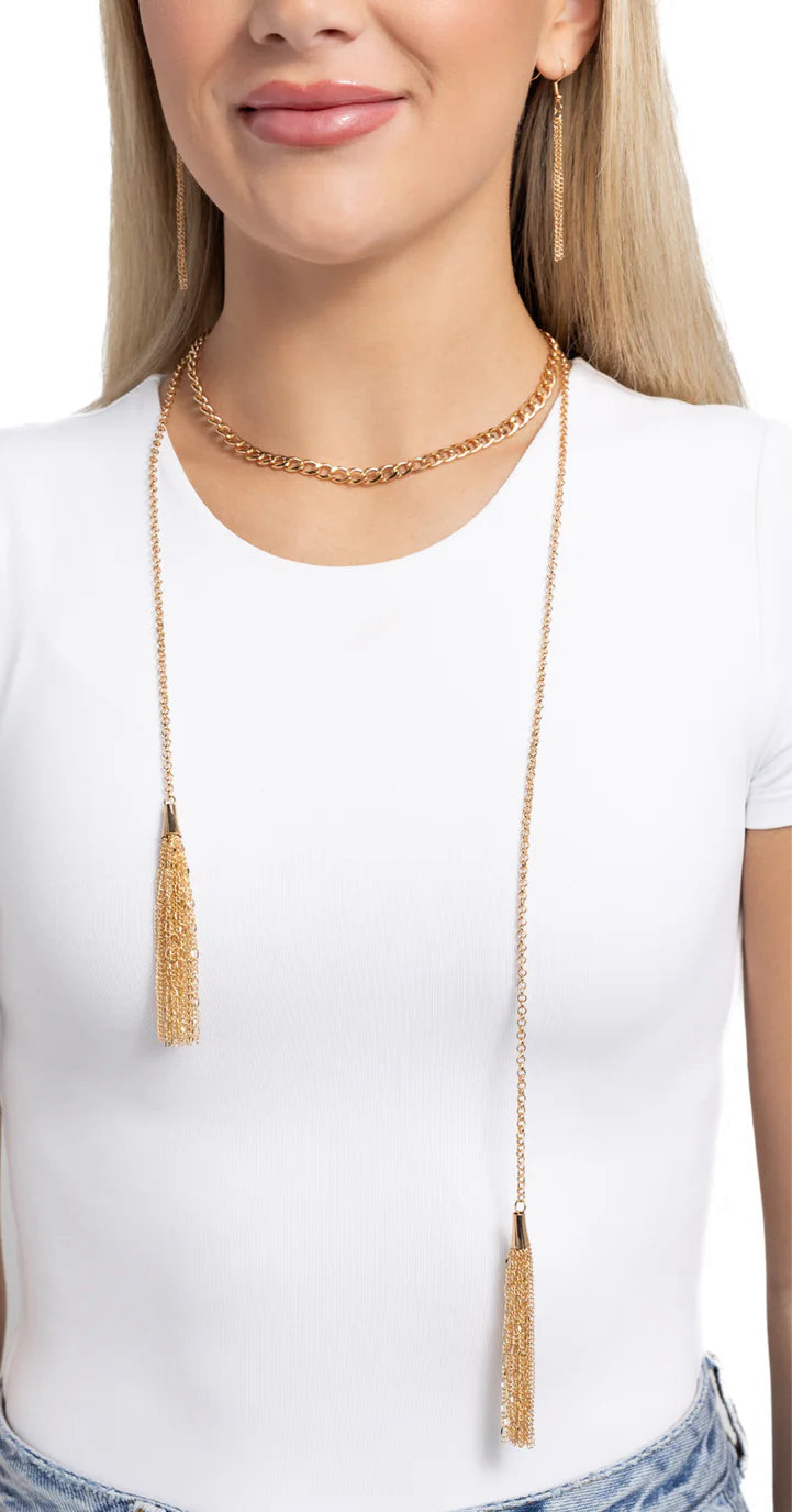 Paparazzi Necklaces - Tassel Theme -Gold