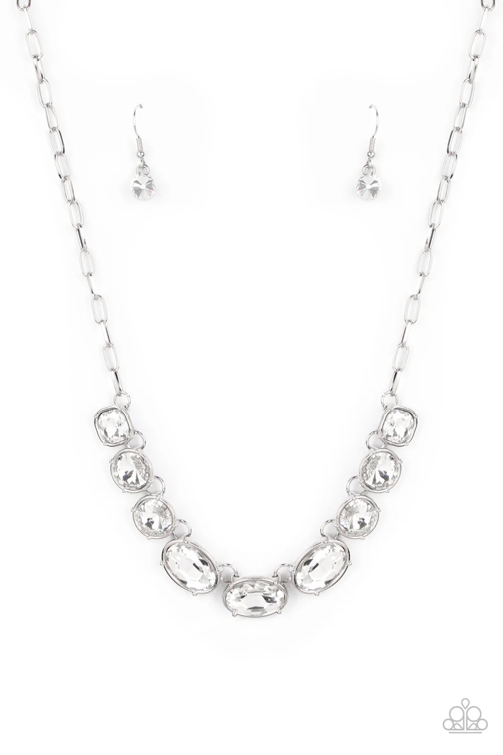 Paparazzi Necklaces - Gorgeously Glacial - White - LOP 2021