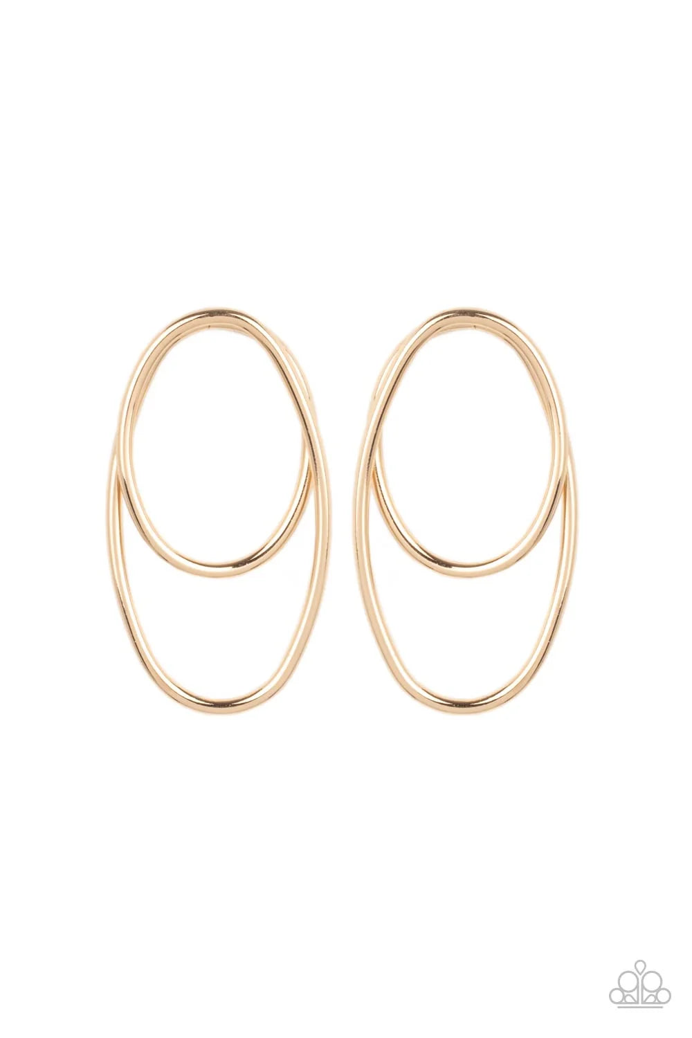 Paparazzi Earrings - So Oval-Dramatic - Gold - E1156