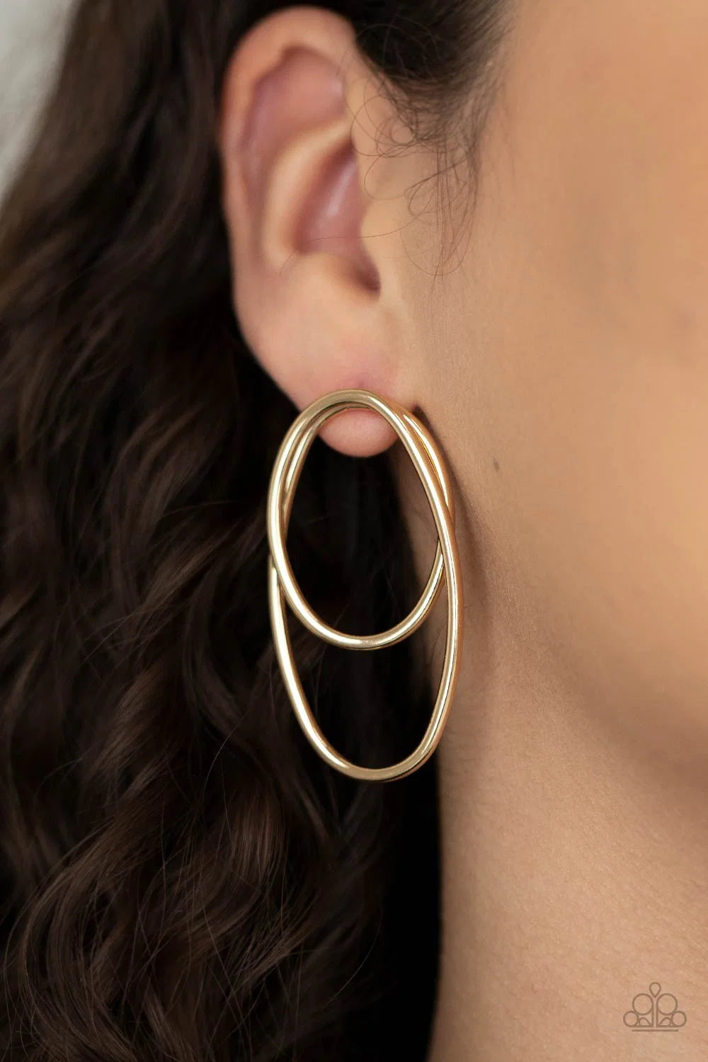 Paparazzi Earrings - So Oval-Dramatic - Gold - E1156