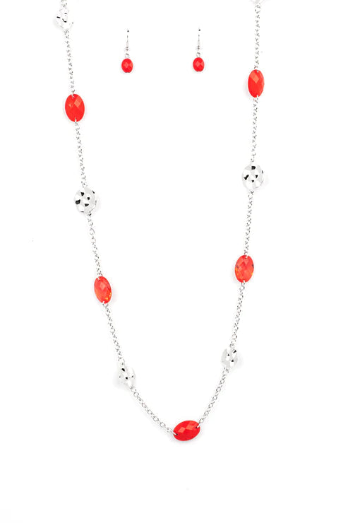 Paparazzi Necklaces - Glossy Glamorous - Red