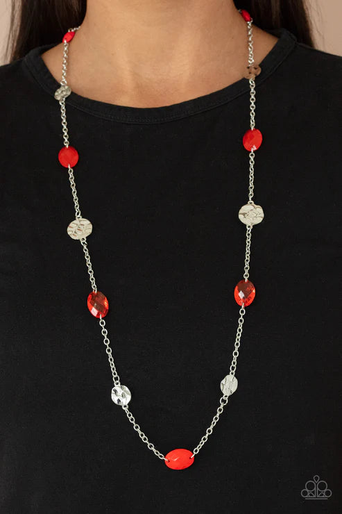 Paparazzi Necklaces - Glossy Glamorous - Red