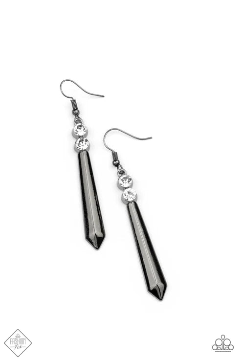 Paparazzi Earrings - Sparkle Stream - Black - Fashion Fix - May 2021 Magnificent Musings
