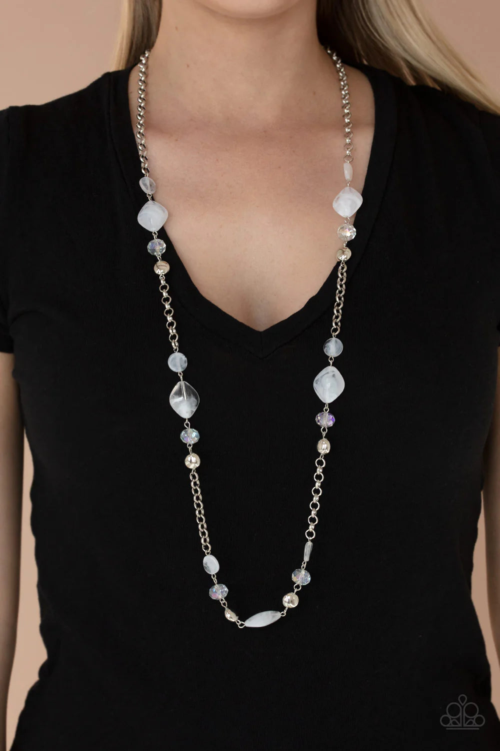 Paparazzi Necklaces - Light-Scattering Luminosity - White