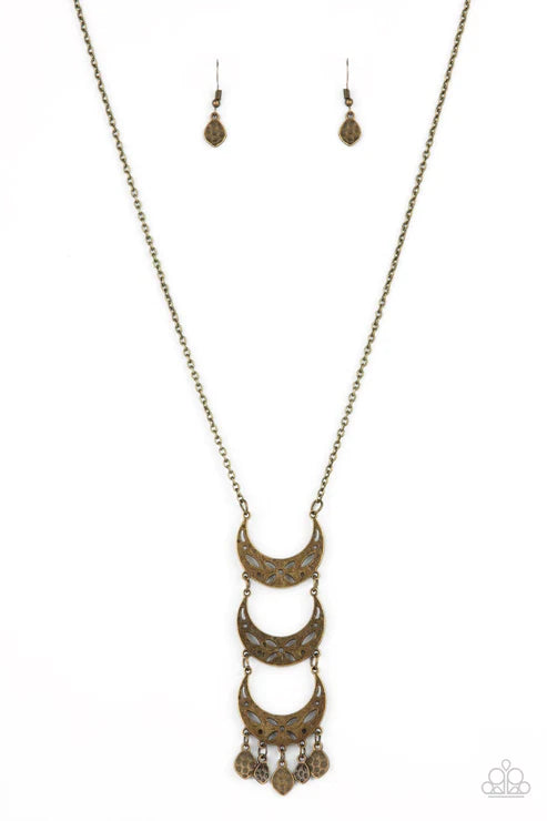 Paparazzi Necklaces - Half-Moon Child - Brass