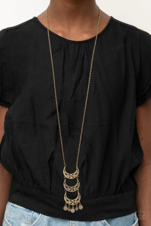 Paparazzi Necklaces - Half-Moon Child - Brass
