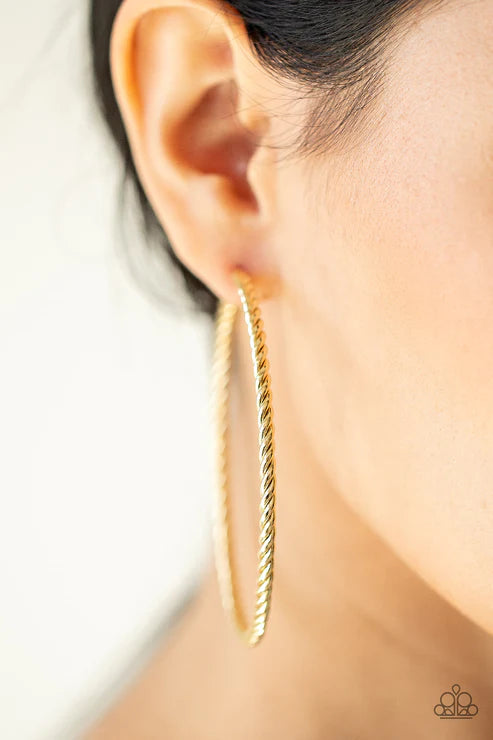 Paparazzi Earrings - Resist the Twist - Gold