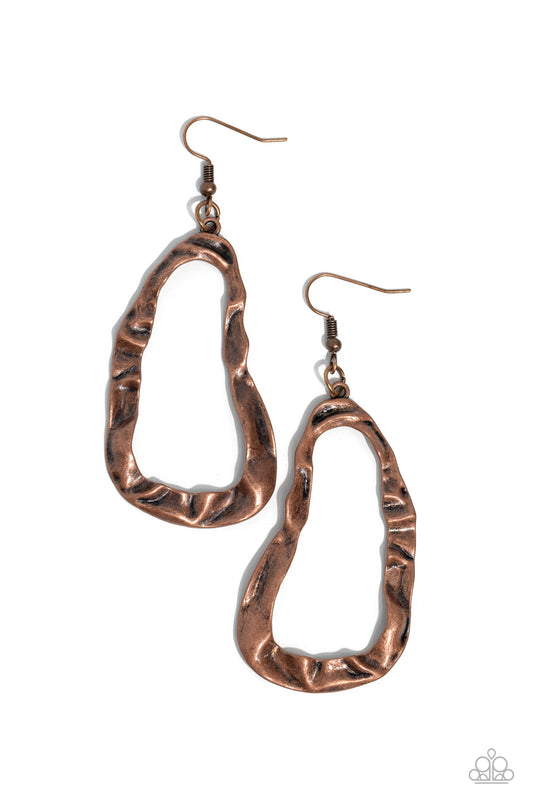 Paparazzi Earrings - Abstract Antiquity - Copper