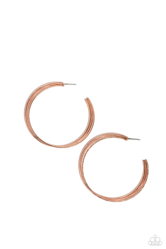 Paparazzi Earrings - Candescent Curves - Copper