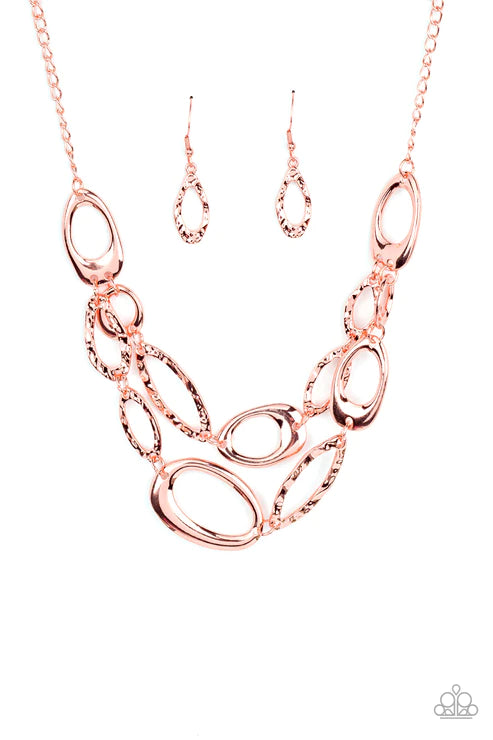 Paparazzi Necklaces - Game Oval - Copper
