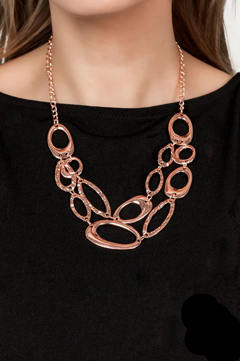 Paparazzi Necklaces - Game Oval - Copper
