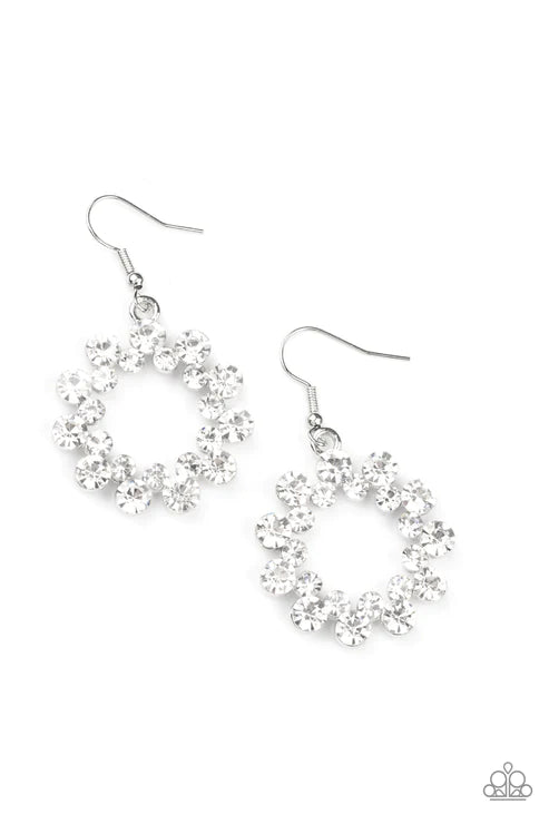 Paparazzi Earrings - Champagne Bubbles - White