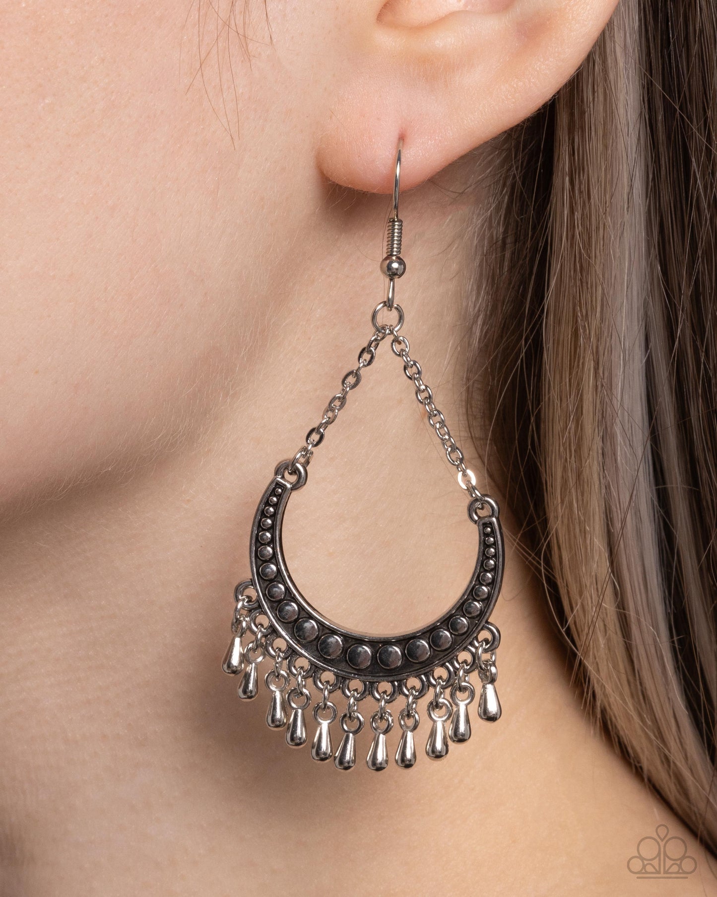 Paparazzi Earrings - Melodic Moons - Silver