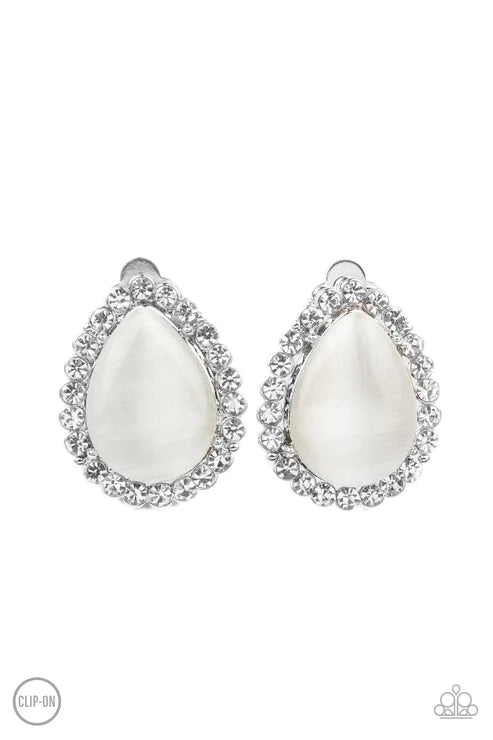 Paparazzi Earrings - Downright Demure - White