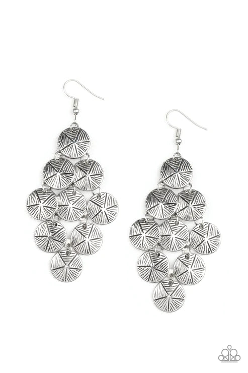 Paparazzi Earrings - How Chime Flies - Silver