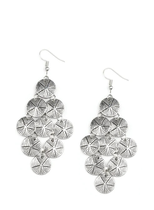 Paparazzi Earrings - How Chime Flies - Silver