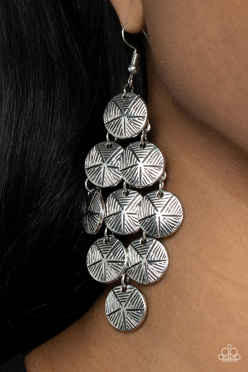 Paparazzi Earrings - How Chime Flies - Silver