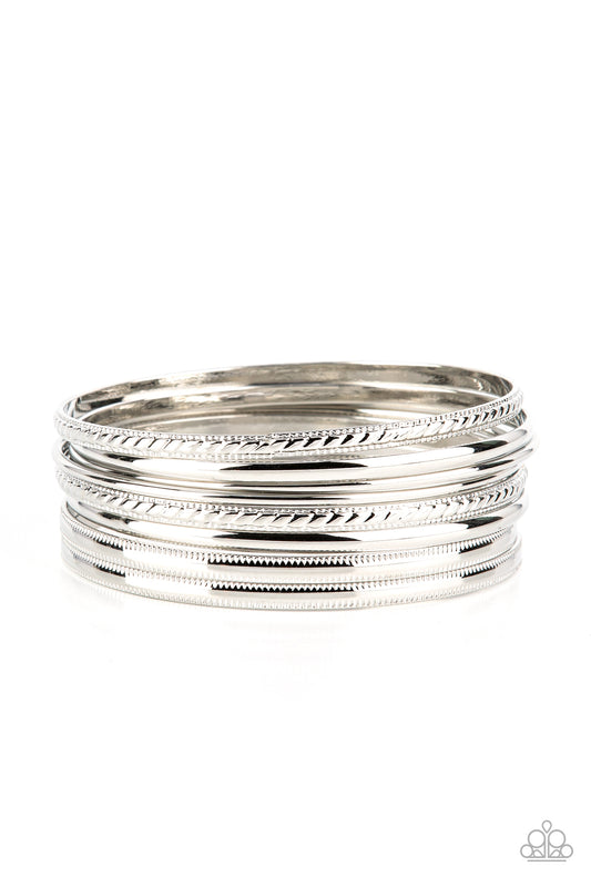 Paparazzi Bracelets - Stackable Shimmer - Silver Bracelet