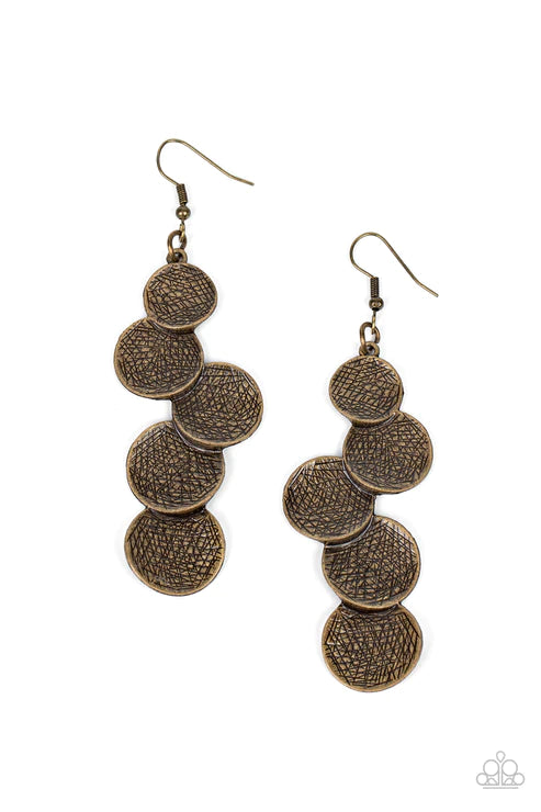 Paparazzi Earrings - Token Gesture - Brass