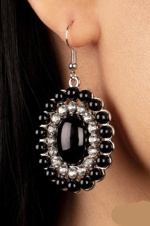 Paparazzi Earrings - Dolled Up Dazzle - Black