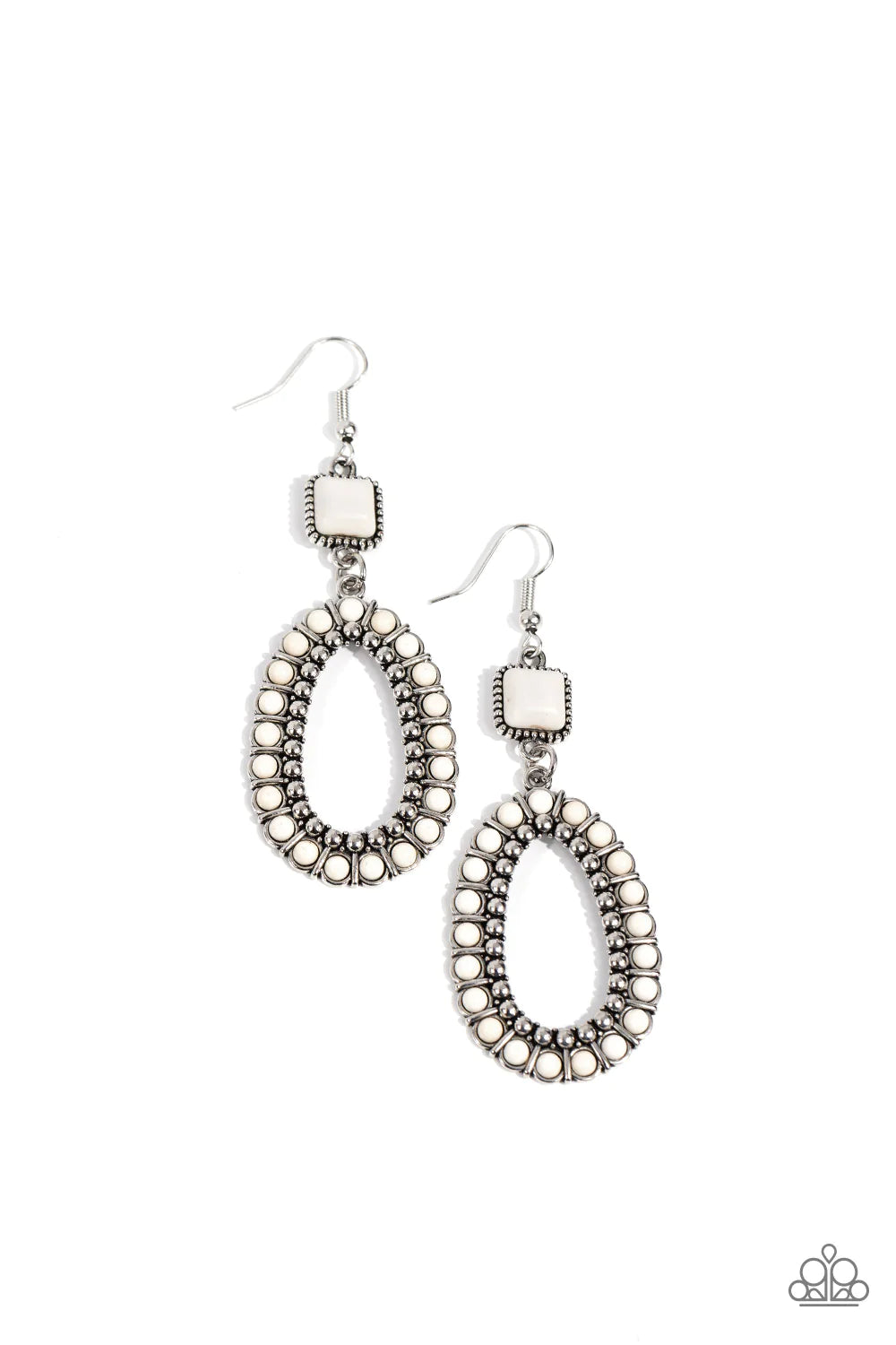 Paparazzi Earrings - Napa Valley Luxe - White