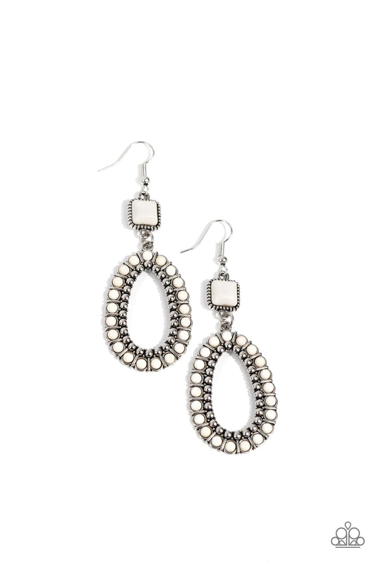 Paparazzi Earrings - Napa Valley Luxe - White