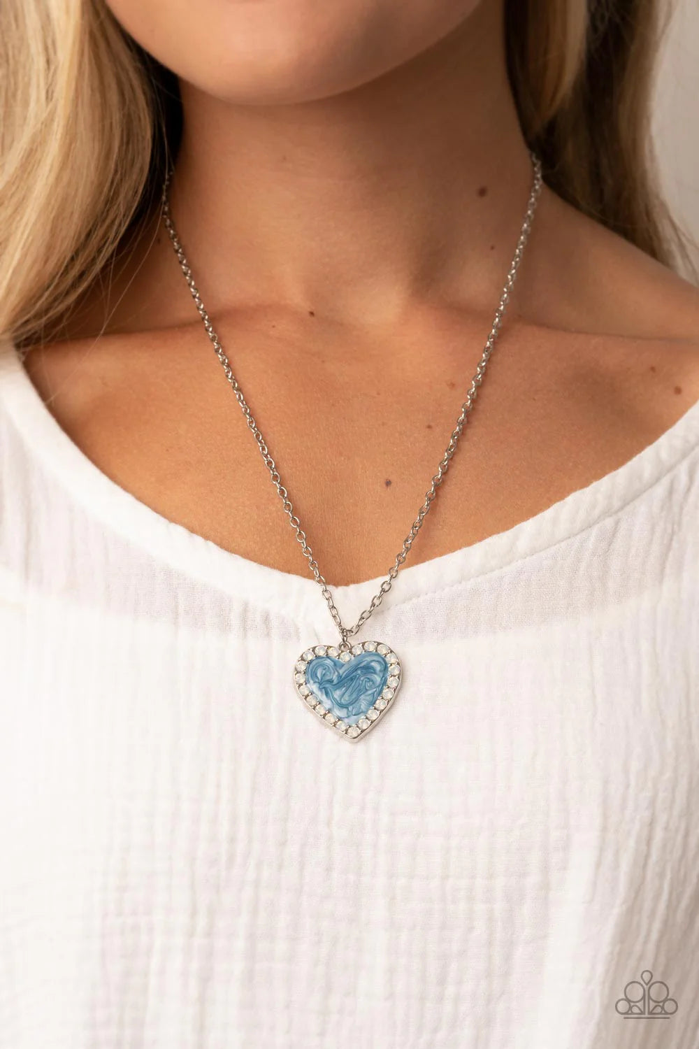 Paparazzi Necklave - Heart Full of Luster - blue
