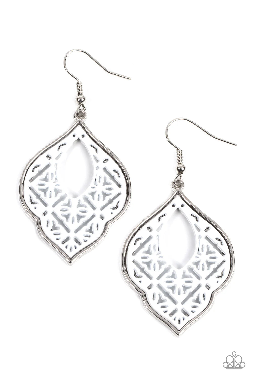Paparazzi Earrings - Thessaly Terrace - White