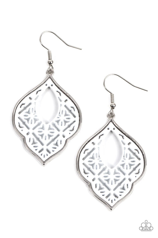 Paparazzi Earrings - Thessaly Terrace - White