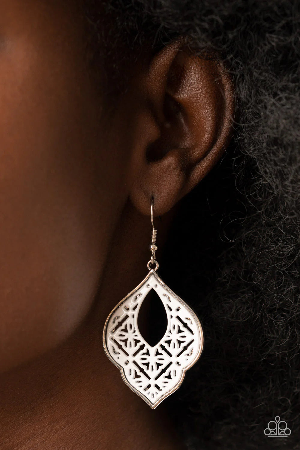 Paparazzi Earrings - Thessaly Terrace - White