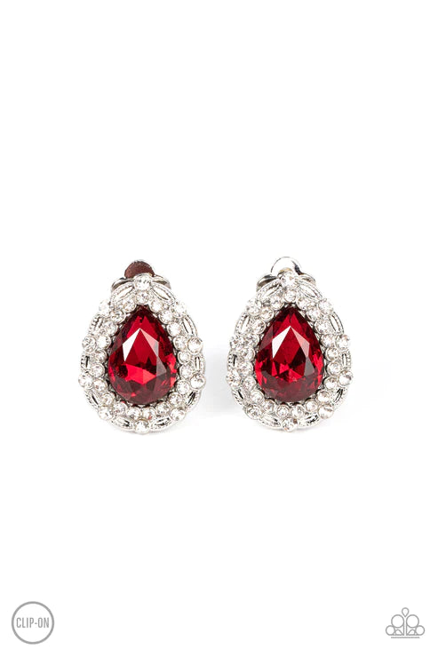 Paparazzi Earrings - Haute Happy Hour - Red