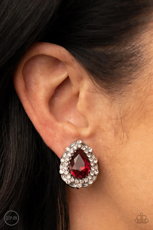 Paparazzi Earrings - Haute Happy Hour - Red