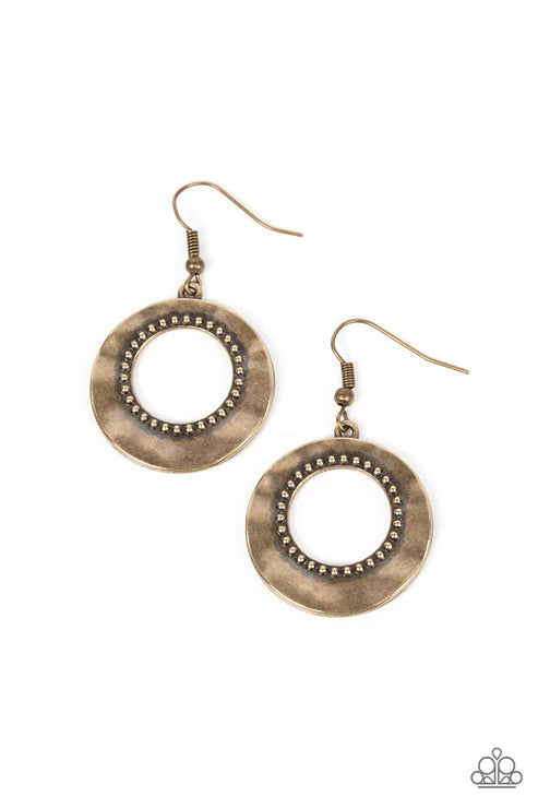 Paparazzi Earrings - Simple Synchrony - Brass