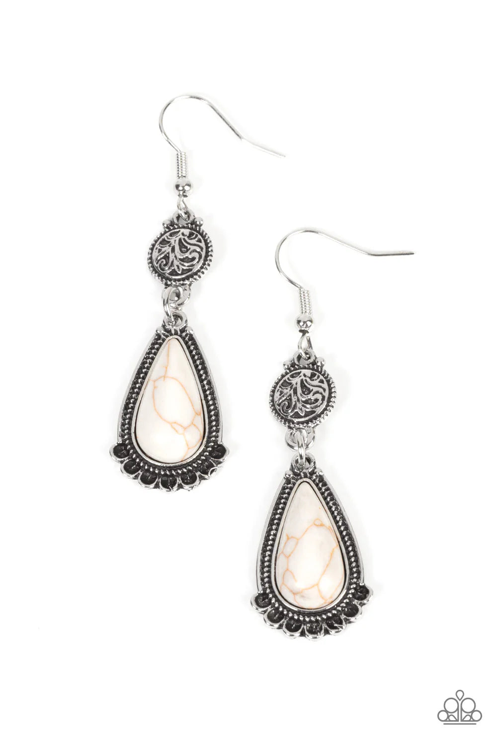 Paparazzi Earrings - Montana Mountains - White