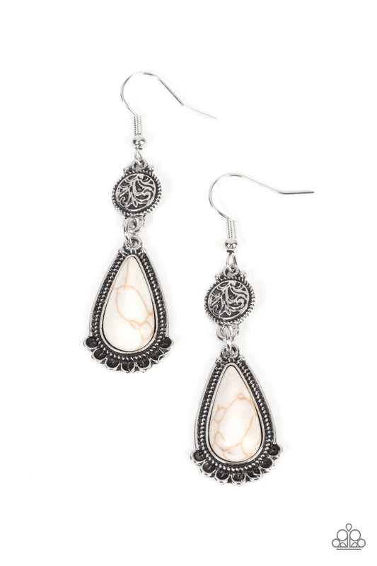 Paparazzi Earrings - Montana Mountains - White