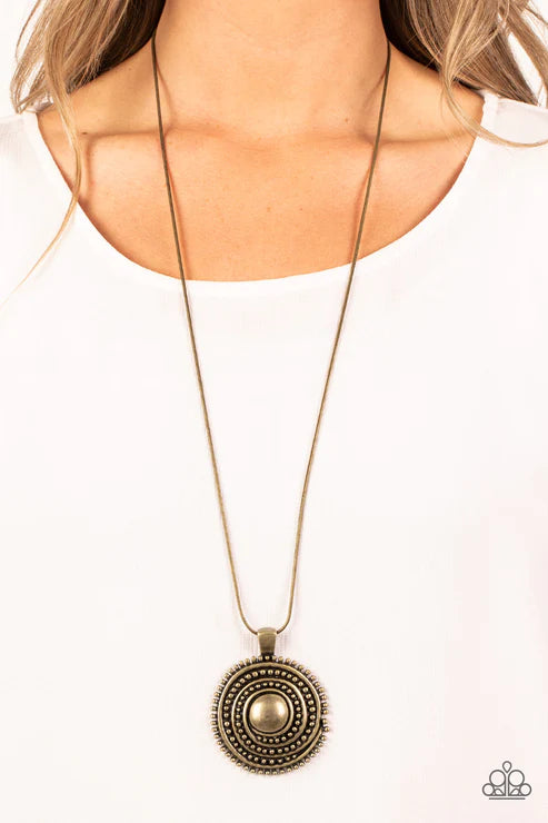 Paparazzi Necklaces - Solar Swirl - Brass