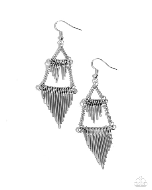 Paparazzi Earrings - Greco Grotto - Silver