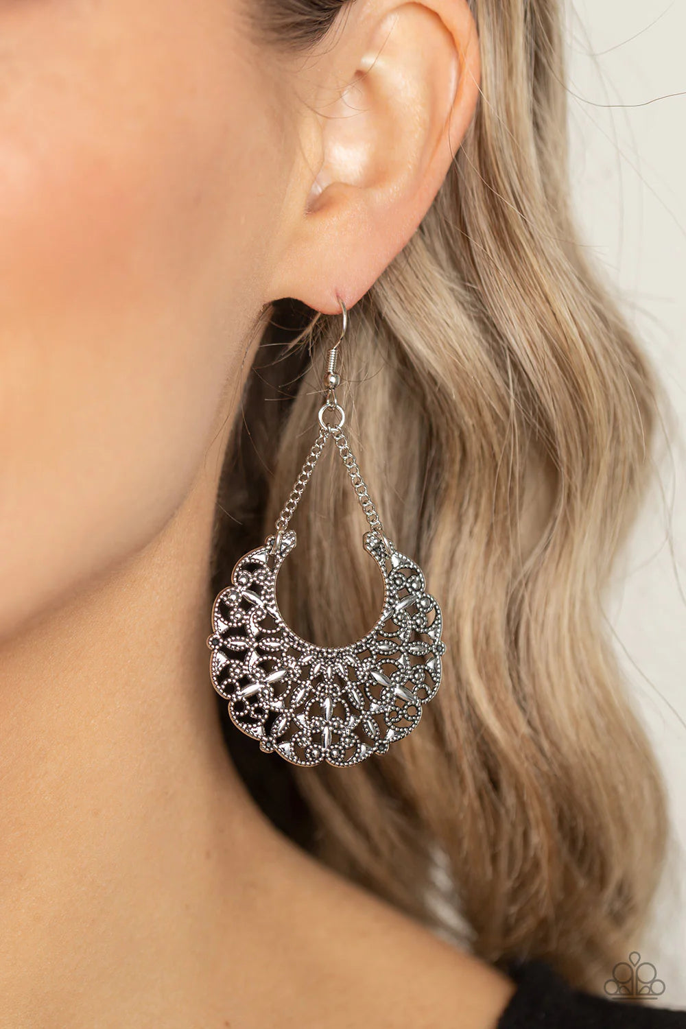 Paparazzi Earrings - Country Cornucopia - Silver