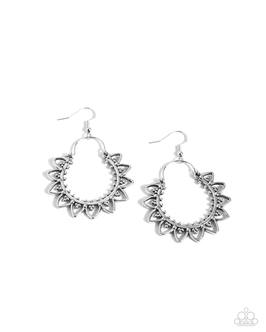 Paparazzi Earrings - Botanical Tambourine - Silver