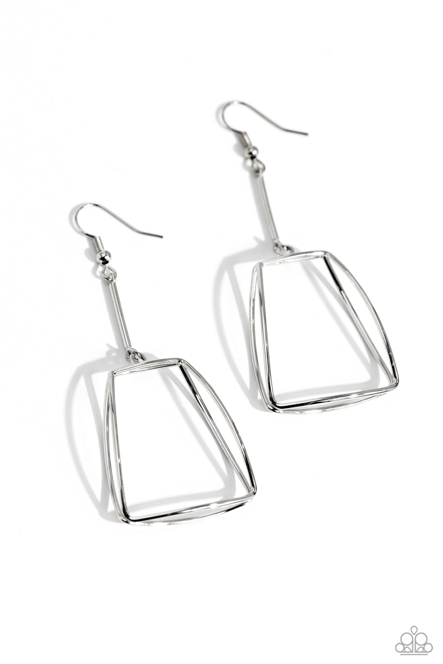 Paparazzi Earrings - Trapezoidal Transcendence - Silver