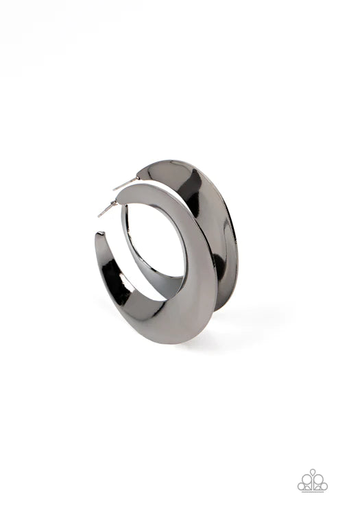 Paparazzi Earrings - Power Curves - Black
