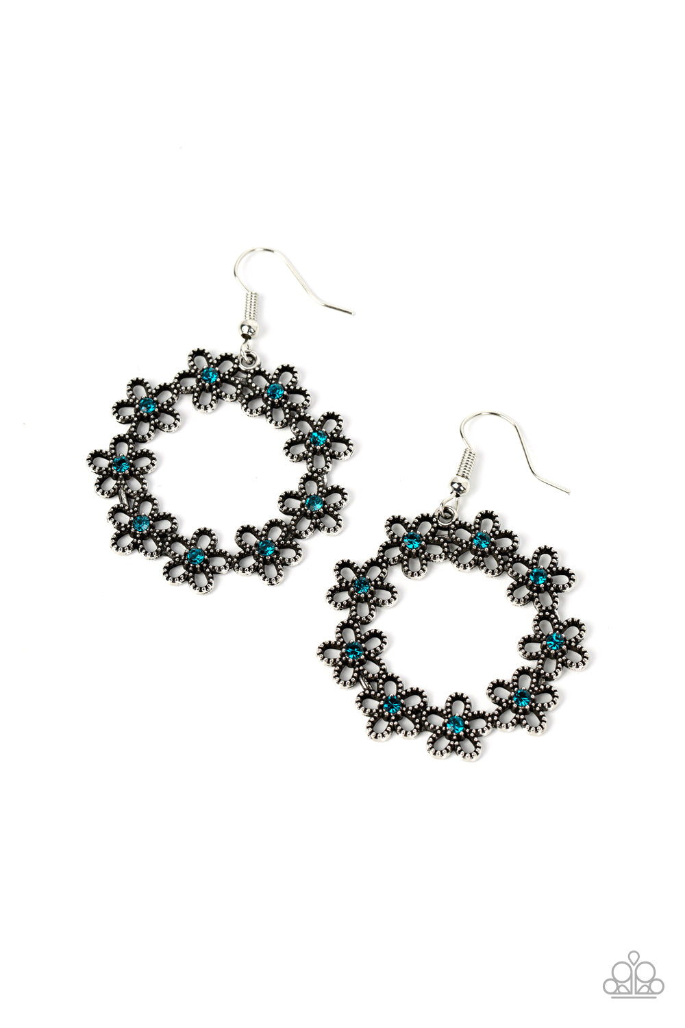 Paparazzi Earrings - Floral Halos - Blue