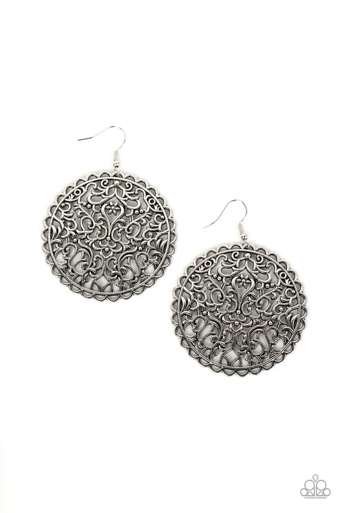 Paparazzi Earrings - The Whole Nine Vineyards - Silver