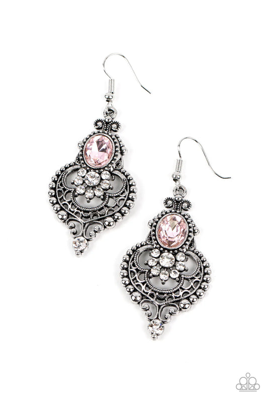 Paparazzi Earrings - Castle Chateau - Pink