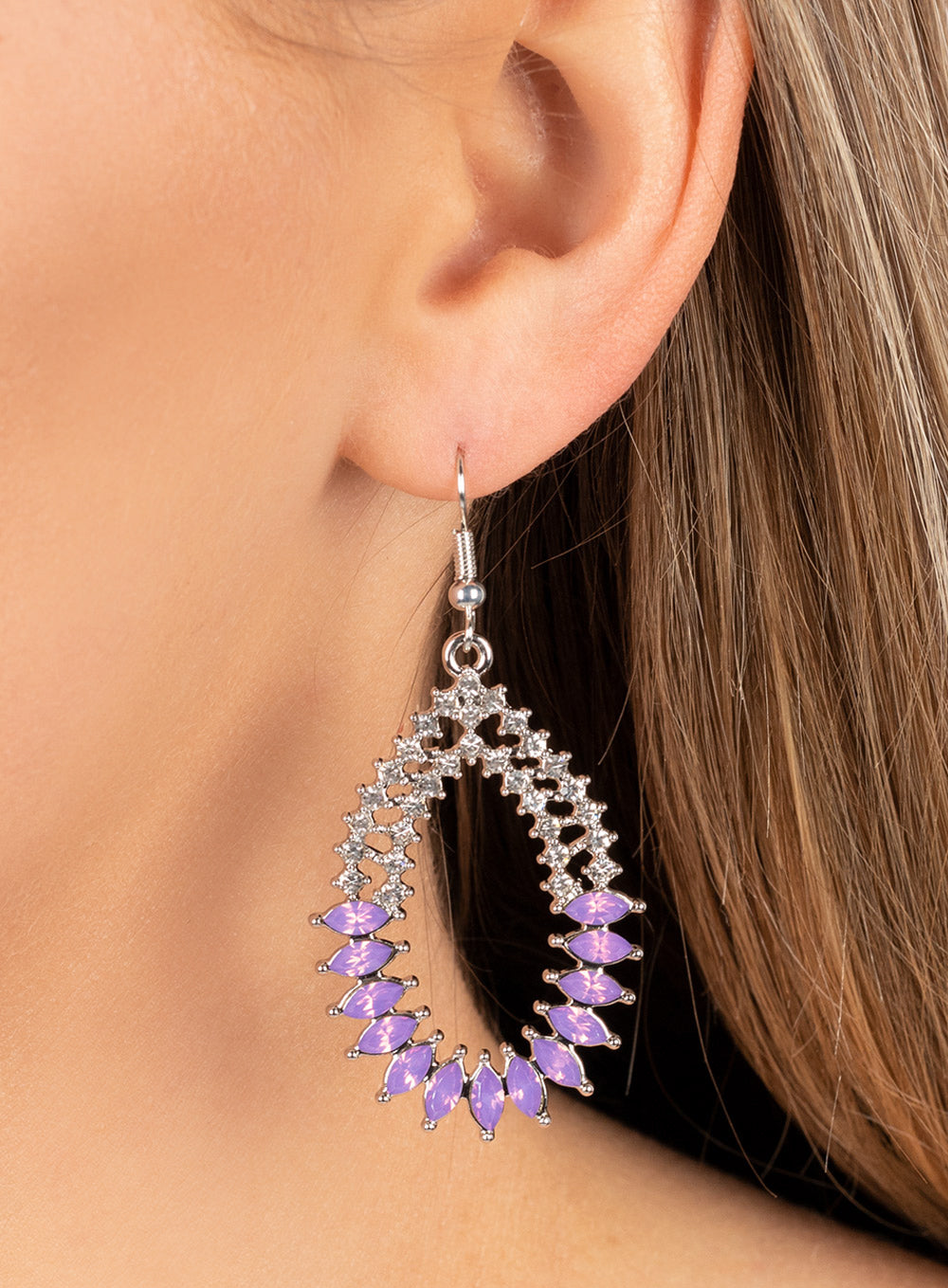 Paparazzi Earrings - Lucid Luster - Purple