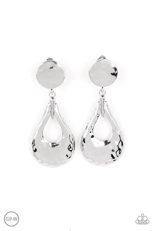 Paparazzi Earrings - Metallic Magic - Silver