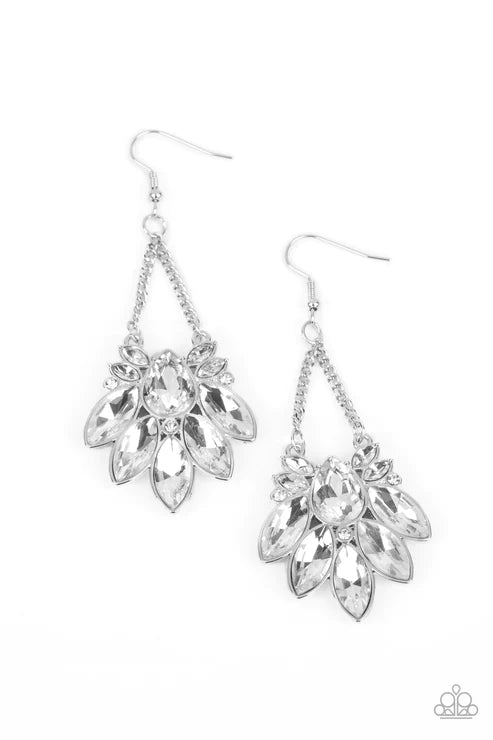 Paparazzi Earrings - Prismatic Pageantry - White