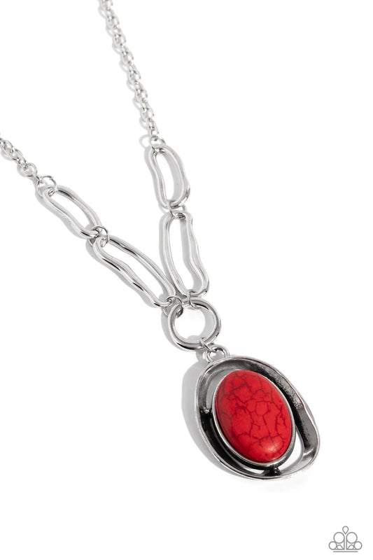 Paparazzi Necklaces - Sandstone Stroll - Red