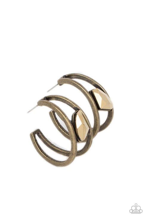 Paparazzi Earrings - Unrefined Reverie - Brass