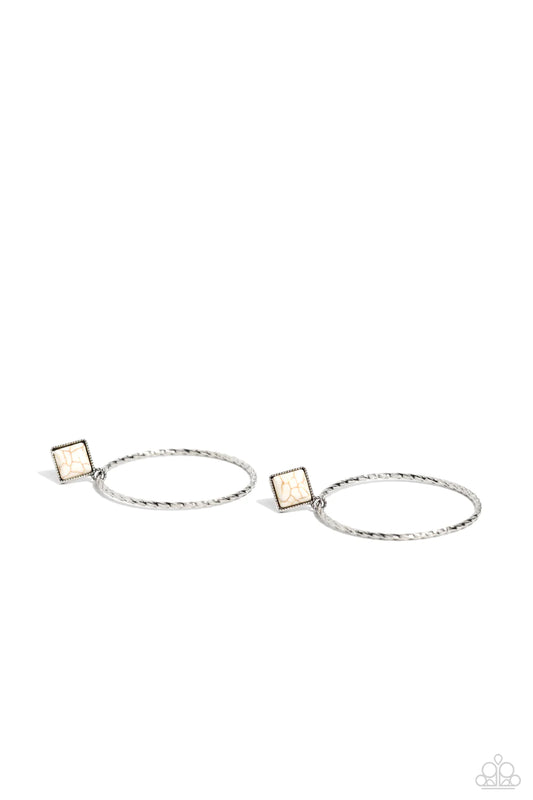 Paparazzi Earrings - Canyon Circlet - White
